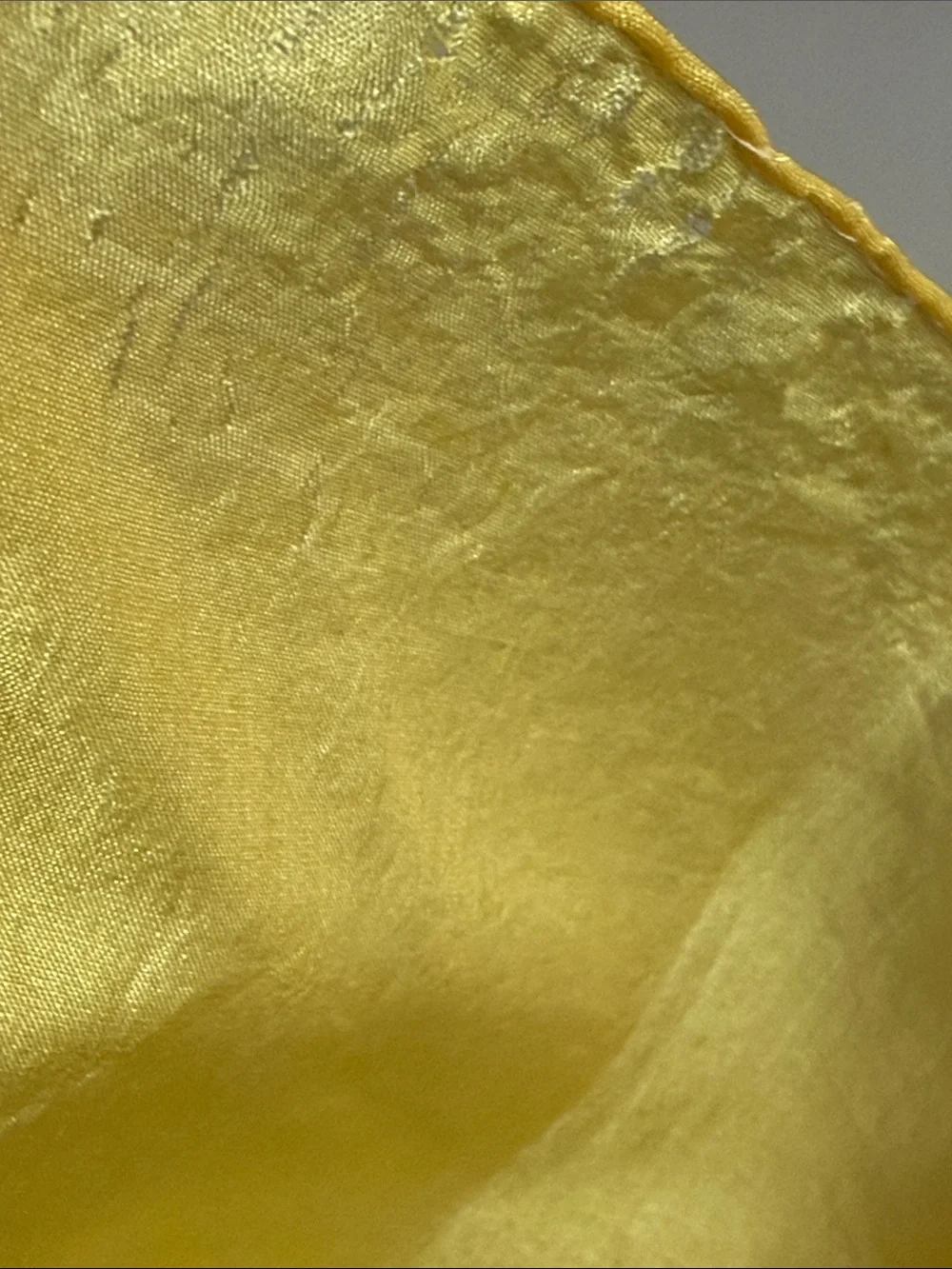 VTG Style Bright Yellow Square Silk Feel & look Lightweight Scarf Handrolled